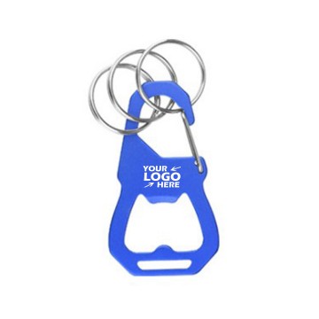 Bottle Opener Carabiner Keychain with Triple Split Rings 